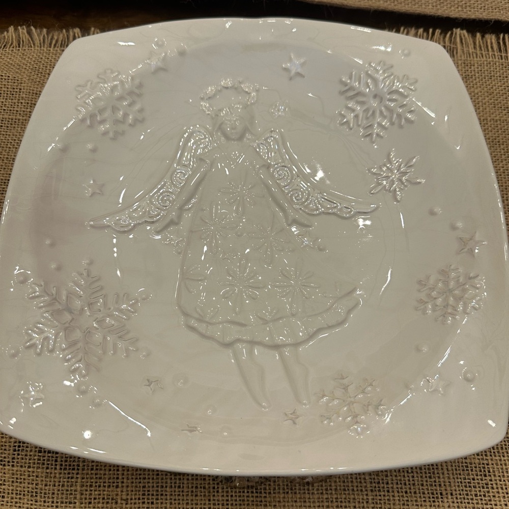 Vintage Bella Casa by Ganz Angel Christmas Plate Or Serving Plate
